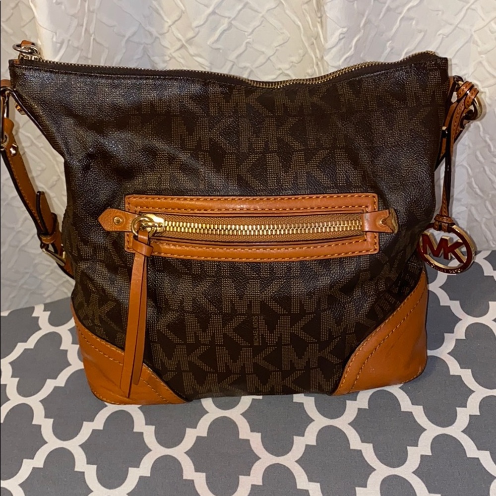 Carmel brown and dark brown Michael kors bag